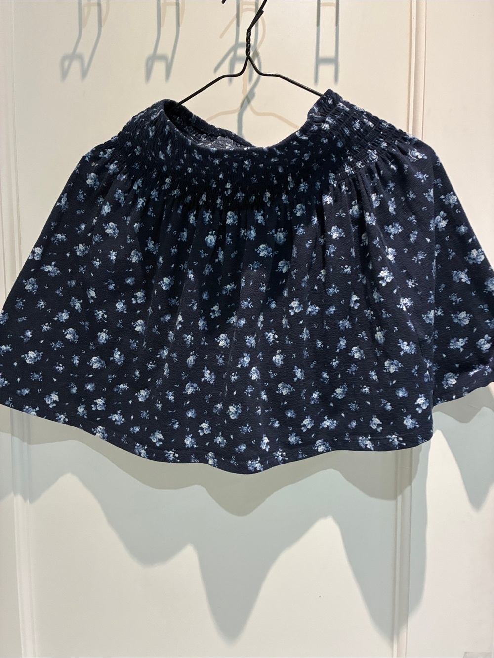 Ardene Navy Blue Floral Smocked Circle Skirt